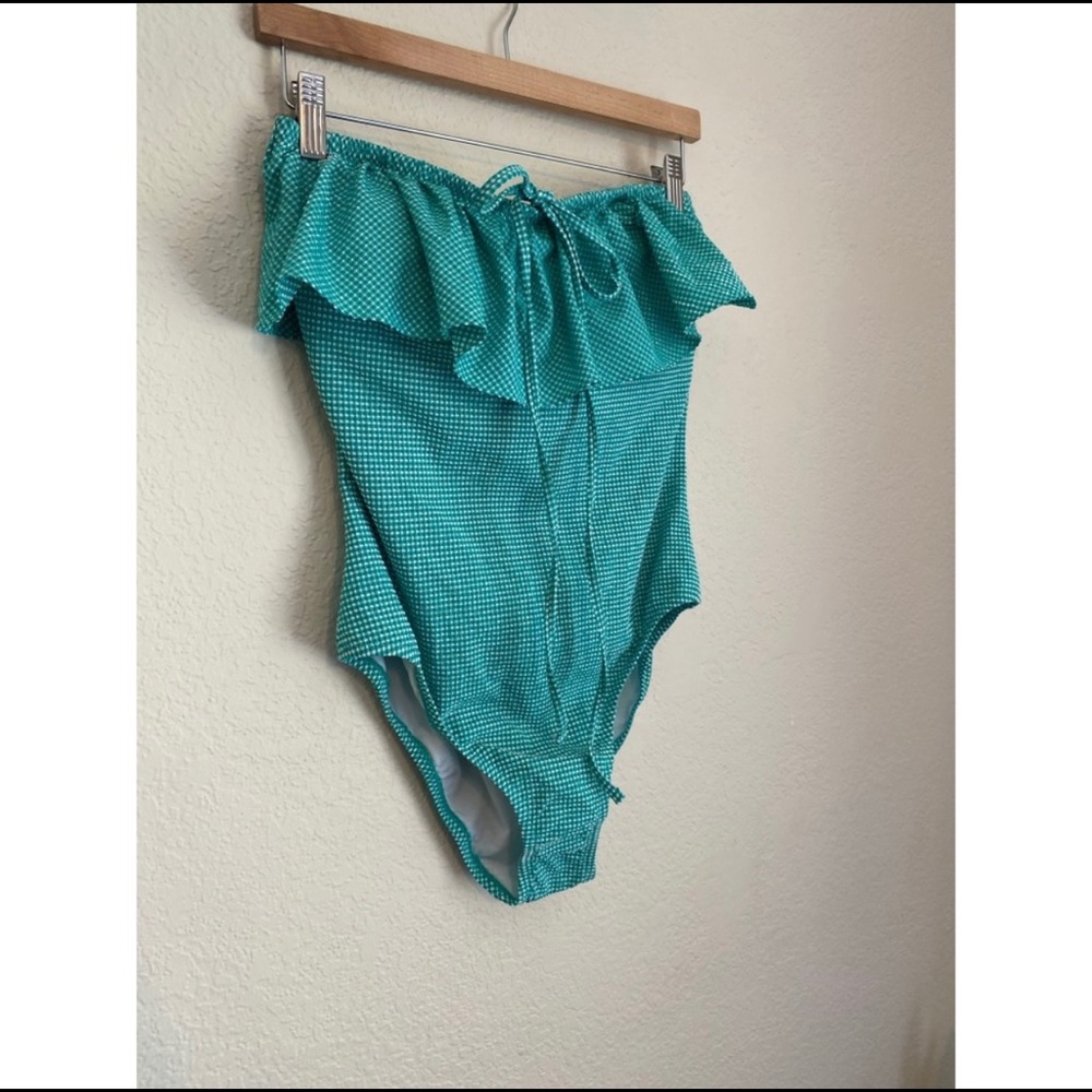 J. Crew Vintage Gingham Ruffle One-Piece Swimsuit